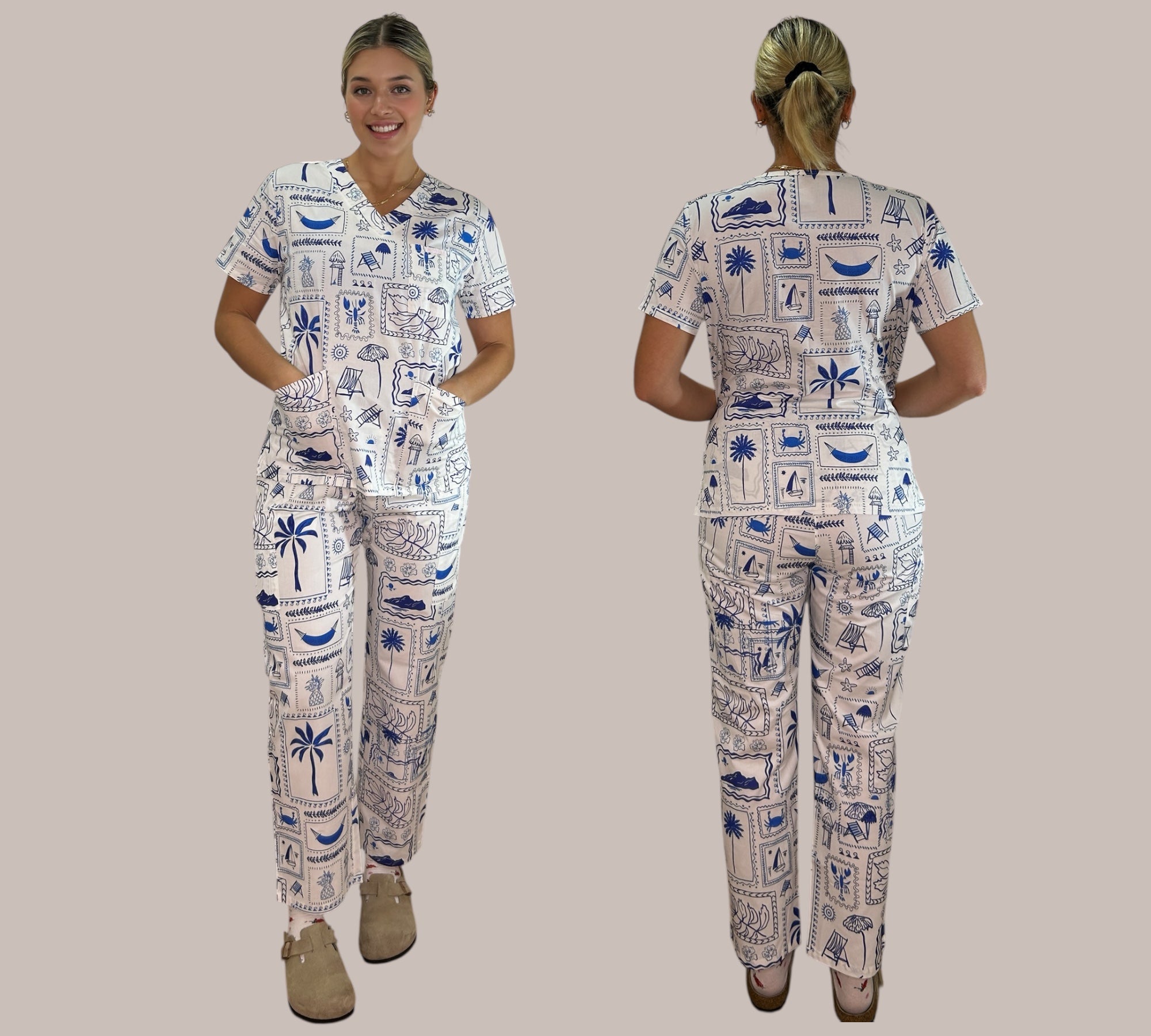 Coastal Postcards - Scrub Pants