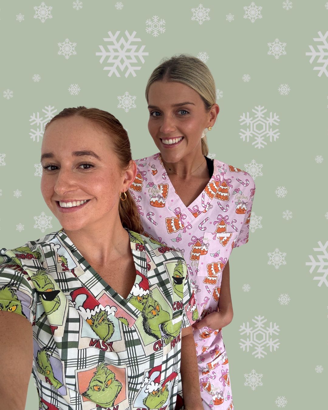 Grinchmas Plaid Scrub - Top