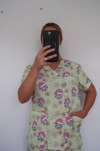 Santa’s Disco Scrub - Top