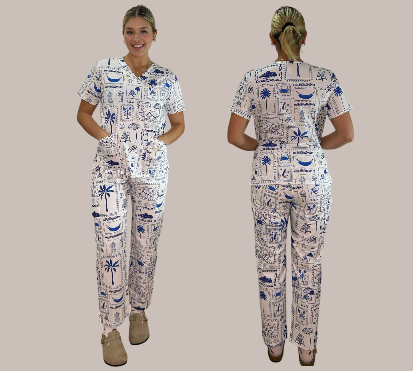 Coastal Postcards - Scrub Pants