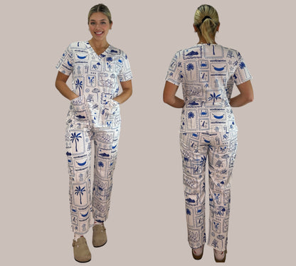 Coastal Postcards - Scrub Pants