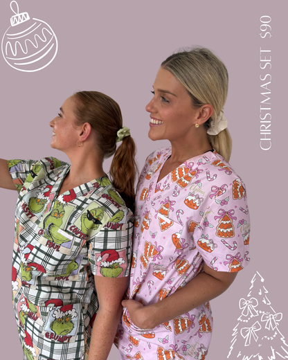 Berry Merry Pudding Scrubs - Top