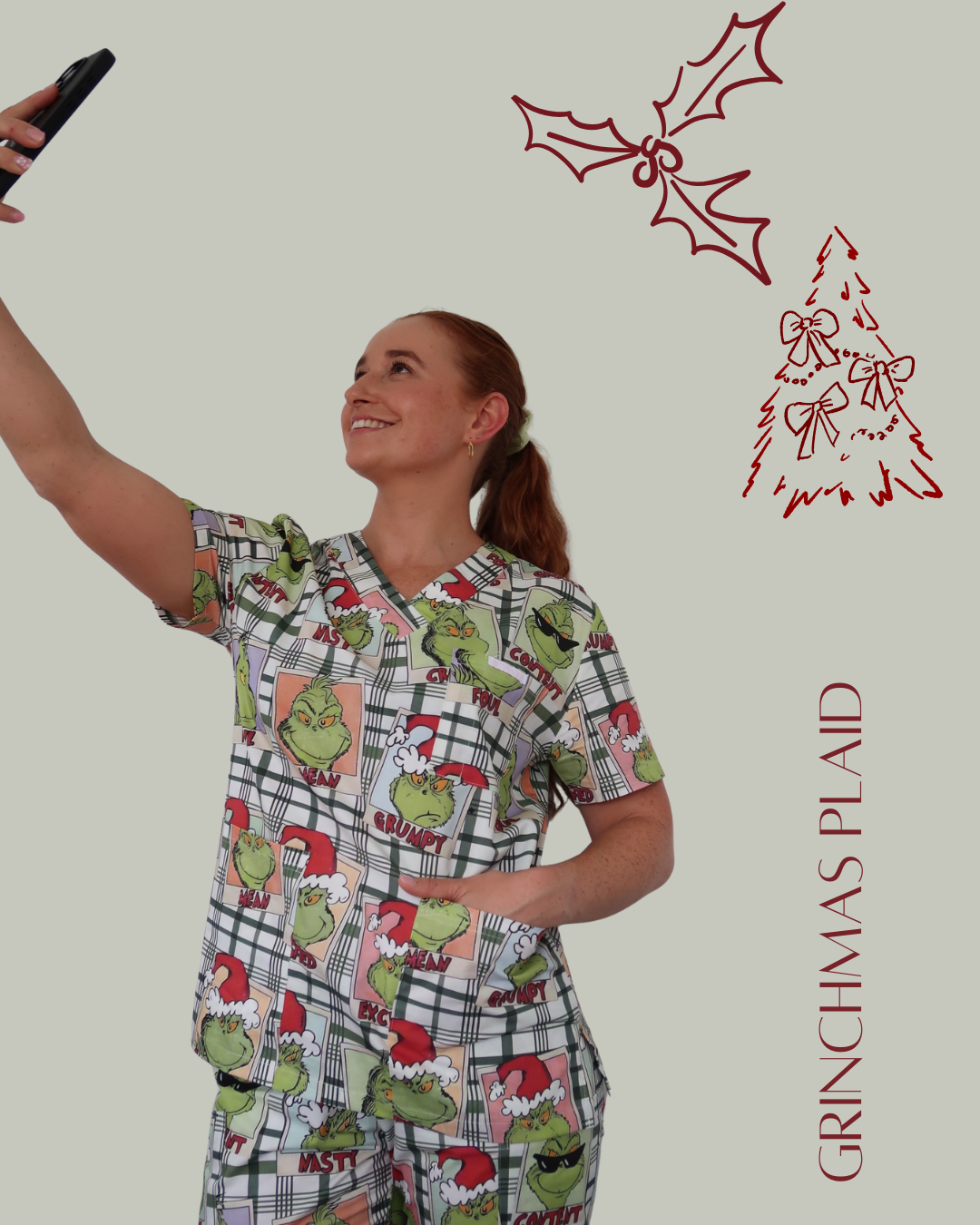 Grinchmas Plaid Scrub - Pants