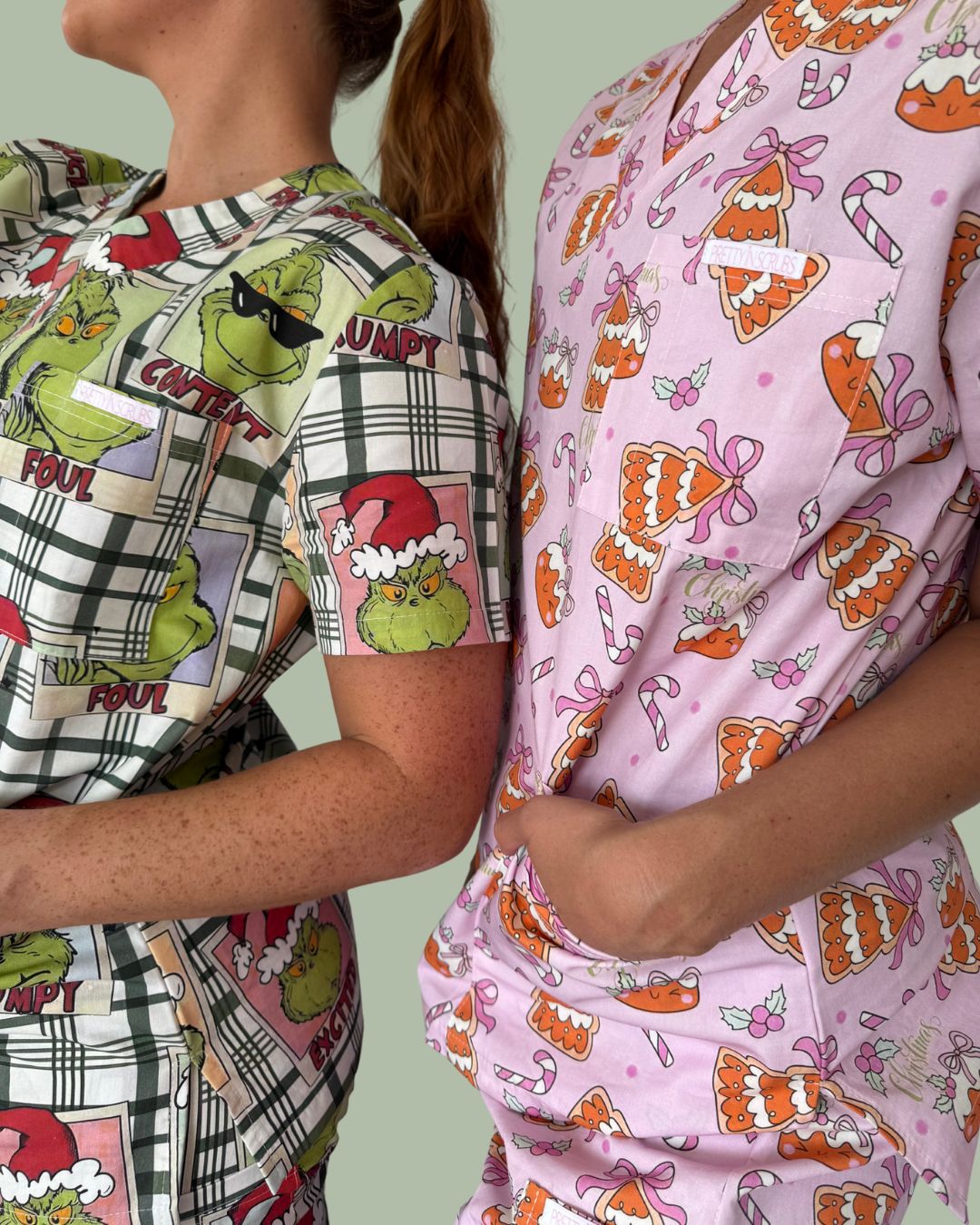 Grinchmas Plaid Scrub - Top